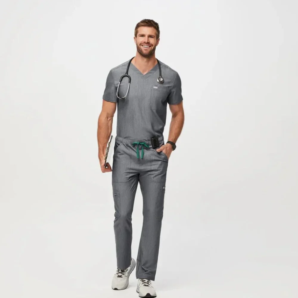 Figs Men's 'Cairo' Cargo Scrub Pants in 'Graphite' Gray/Green Size Large